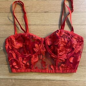 Windsor Red Floral Lace Bra
